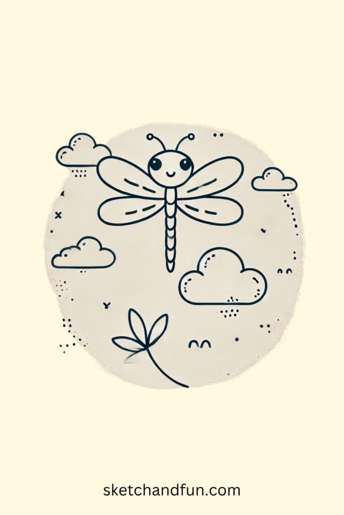 Dragonfly Puffy Cloud Companion Drawing