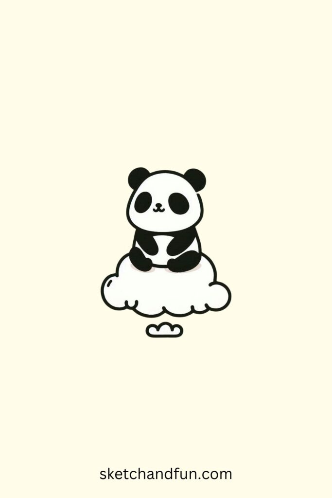 Panda Outline Drawing, Panda on a Cloud Drawing