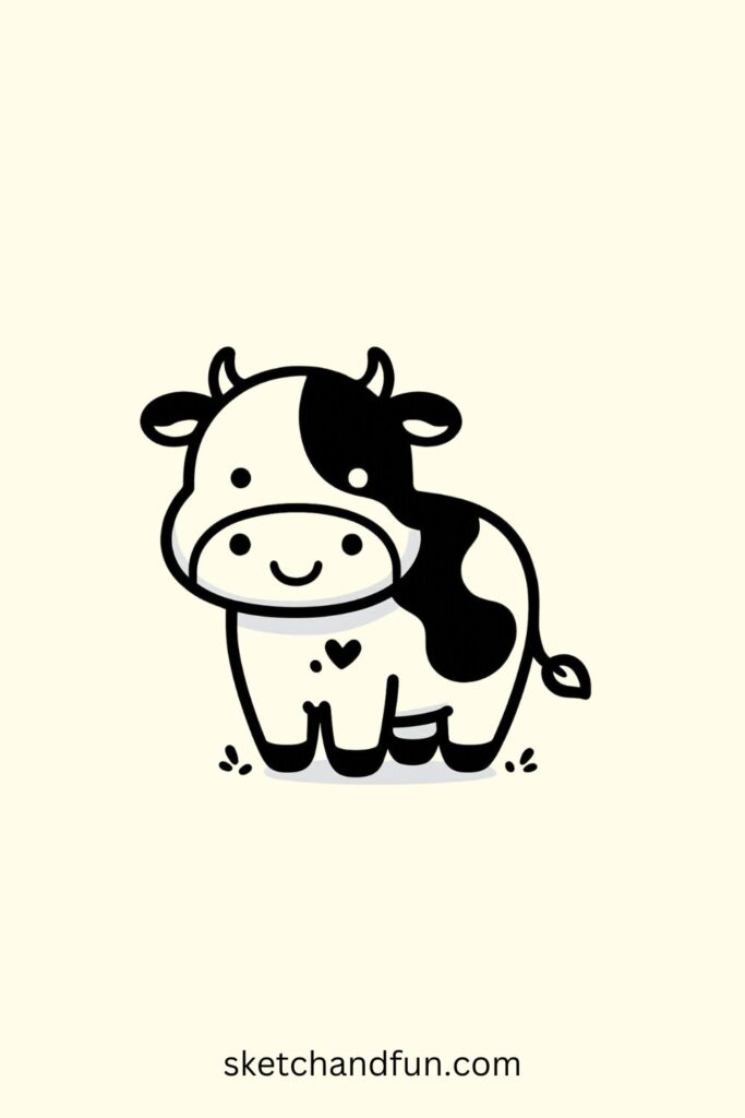 Cute Easy Animals To Draw, Cow Drawing