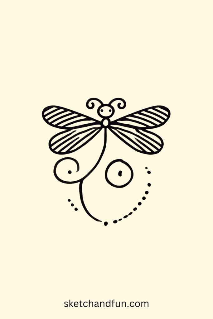 Kawaii Dragonfly Drawing, Dragonfly Curly Antennas