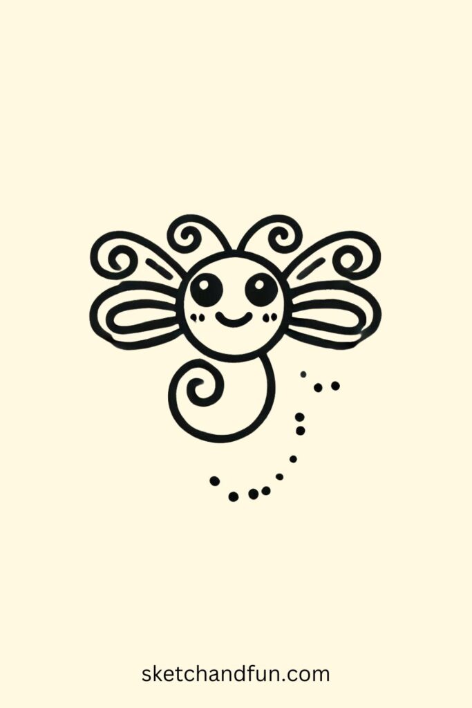 Kawaii Dragonfly Drawing, Dragonfly Curly Antennas
