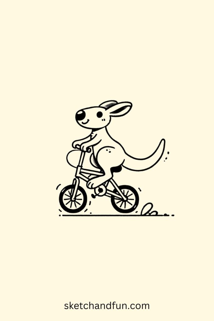 Kangaroo Riding a Bicycle Drawing Easy