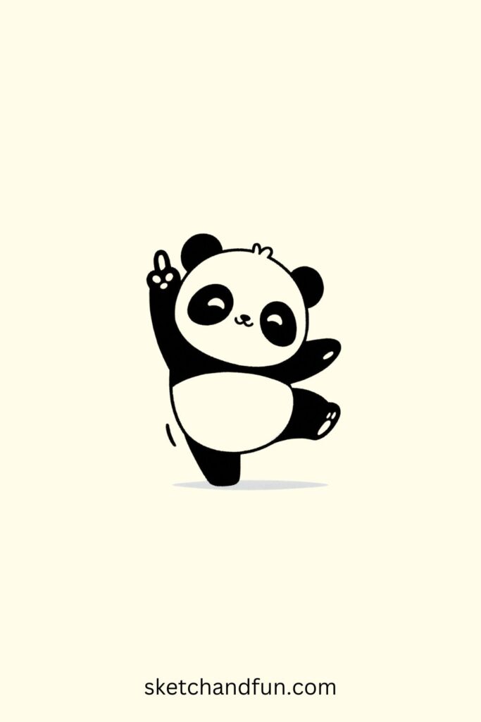 Cute Dancing Panda Drawing