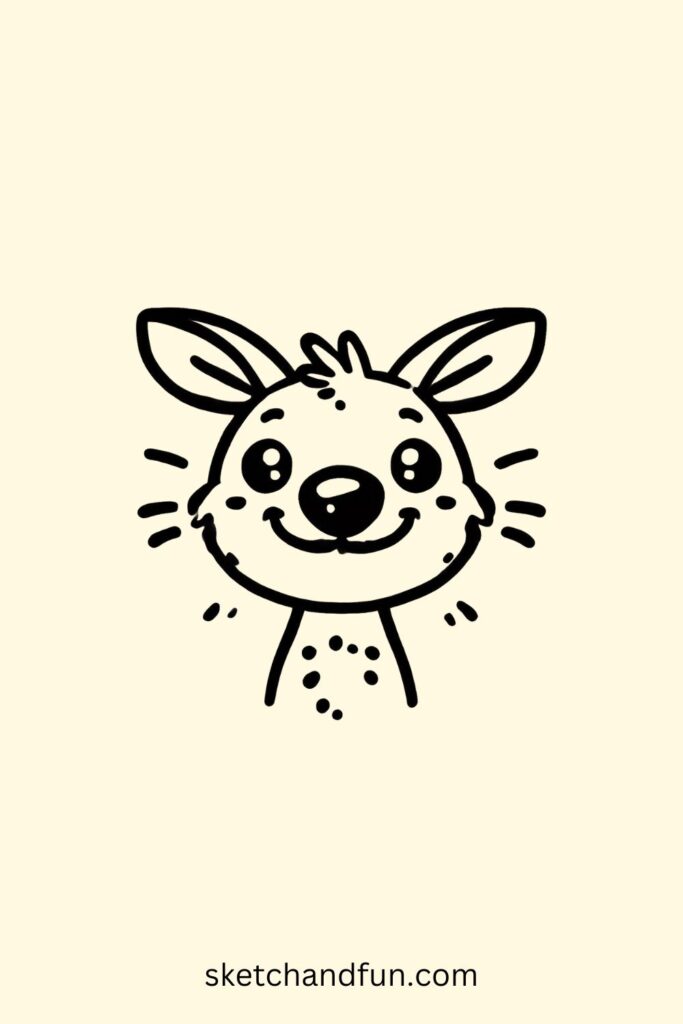 Cute Cartoon Kangaroo Drawing, Cartoon Kangaroo Face