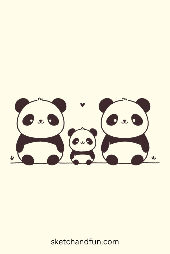 Panda Drawing Idea, Panda Family Drawing