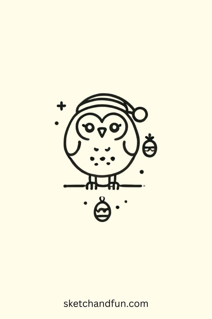 Draw An Owl Easy, Festive Owl Drawing