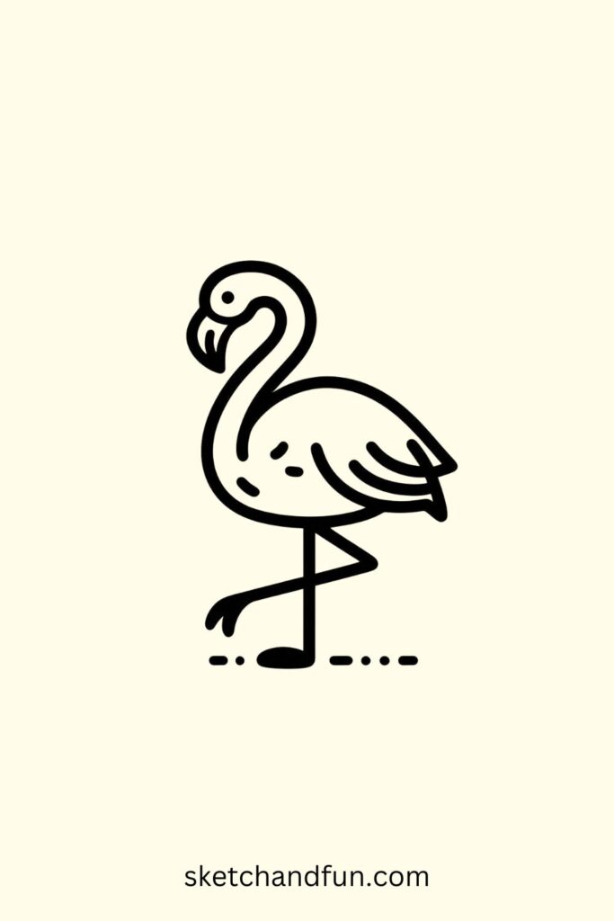 Simplest Animal To Draw, Flamingo Drawing