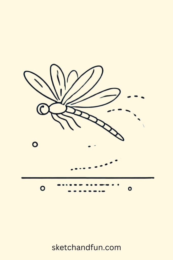 Cute Flying Dragonfly Drawing Easy