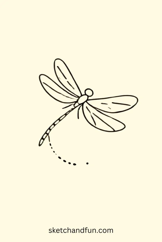 Cute Flying Dragonfly Drawing Easy