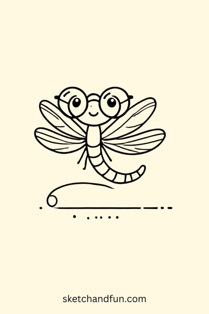 Dragonfly Drawing Easy, Nerdy Dragonfly Drawing