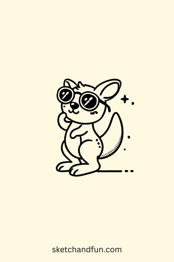 Cool Kangaroo Drawing, Kangaroo with Sunglasses