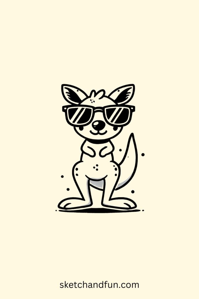 Cool Kangaroo Drawing, Kangaroo with Sunglasses