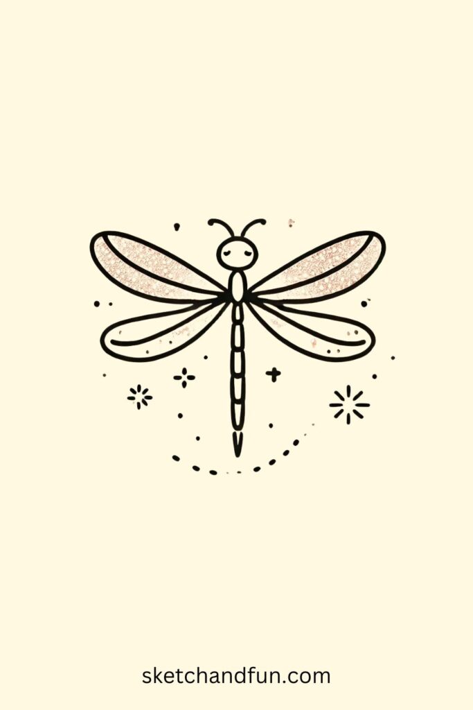 Cute Dragonfly With Glittery Wings Drawing