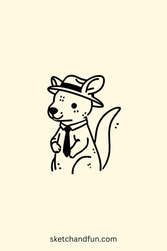 Cute Kangaroo Drawing Easy, Kangaroo Wearing a Hat