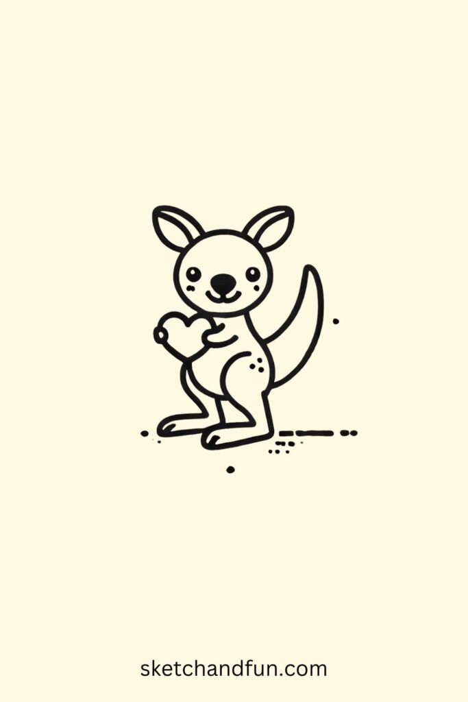 Kangaroo with a Heart Drawing Easy