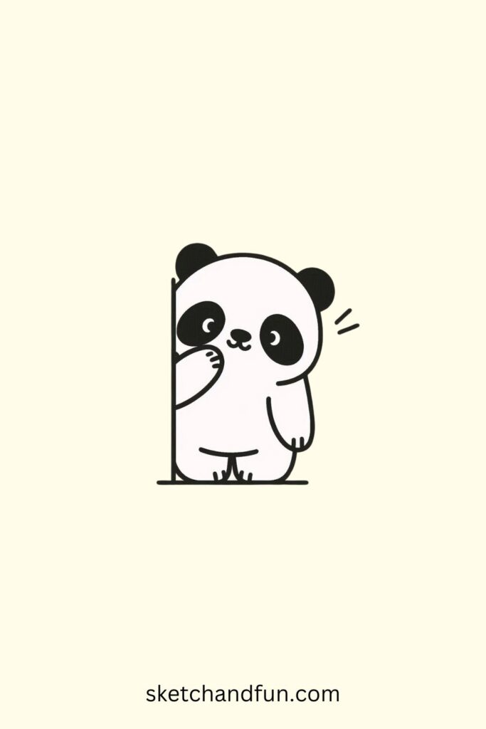 Cute Panda Drawing Easy, Panda Peek-a-Boo Drawing