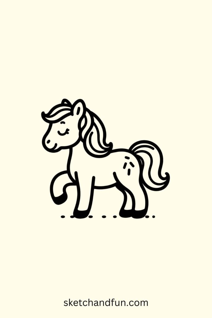 Cute Easy Animal Drawing, Horse Drawing