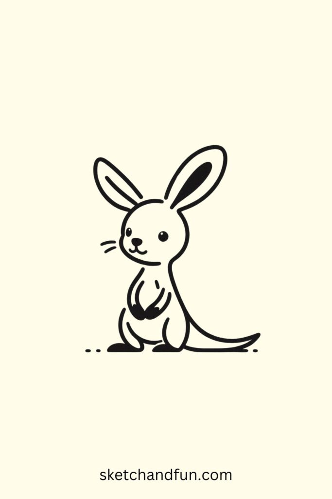 Easy Cute Animal Drawing, Kangaroo Drawing