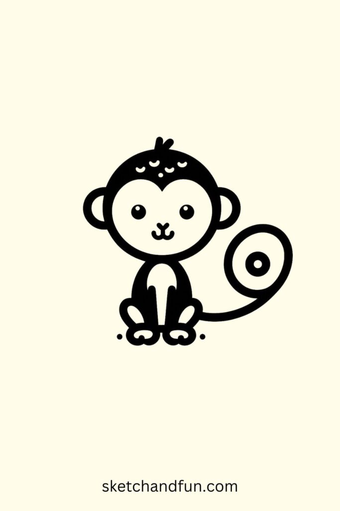 Cute Simple Animal To Draw, Monkey Drawing