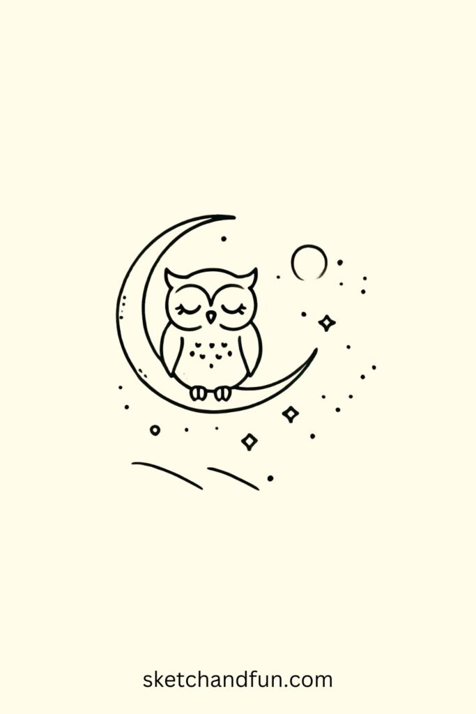 Draw The Owl, Owl and Moon Drawing