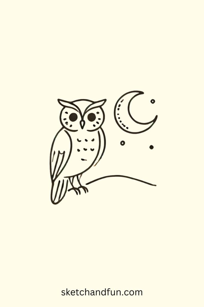 Draw The Owl, Owl and Moon Drawing