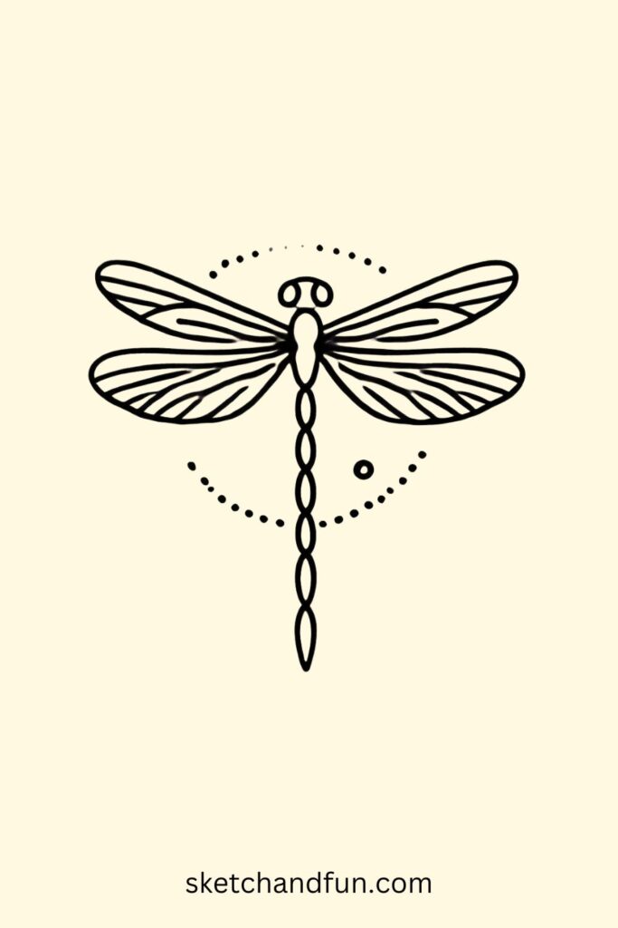 Striped Body Dragonfly Drawing