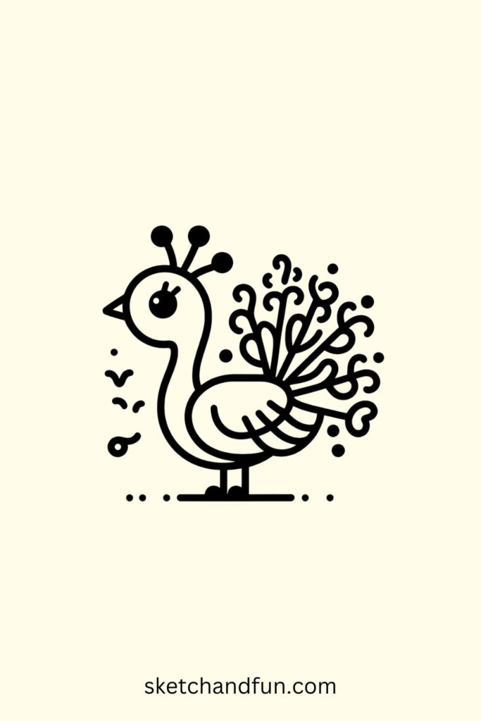 Cute Baby Animals To Draw Easy, Peacock Drawing