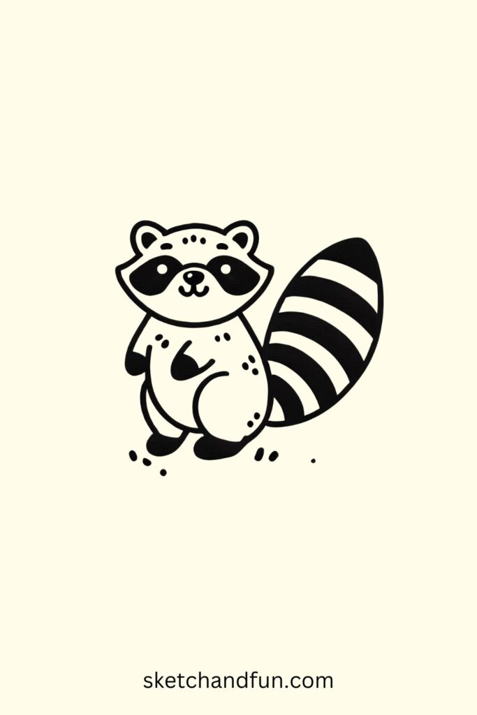 Cute Easy Animals To Draw, Raccoon Drawing