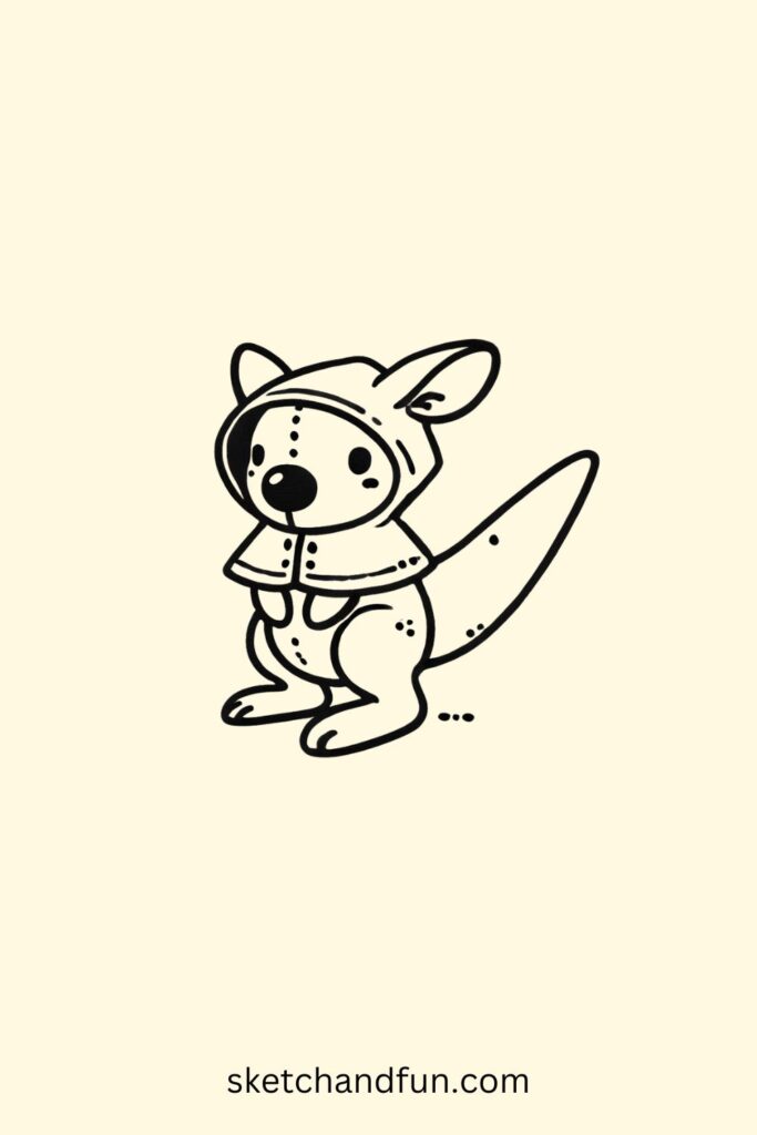 Kangaroo in a Raincoat Drawing Easy 