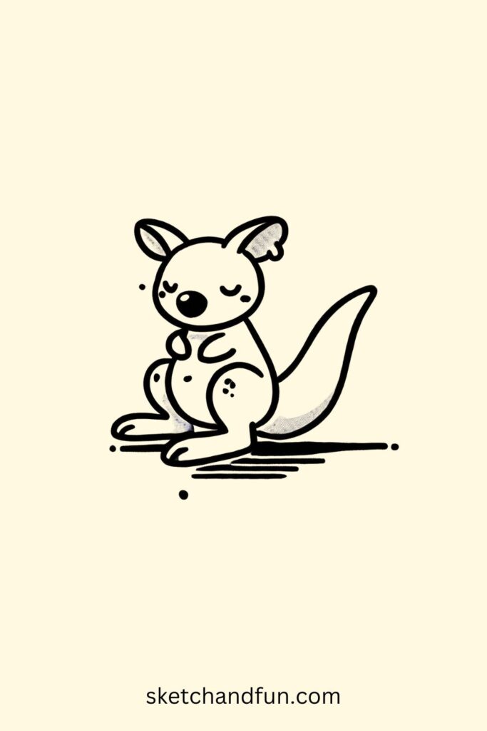 Cute Kangaroo Drawing, Sitting Kangaroo Drawing Easy