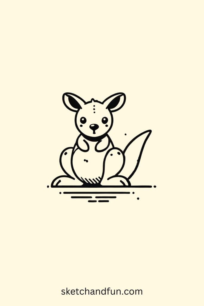 Sitting Cute Kangaroo Drawing Easy  For Kids