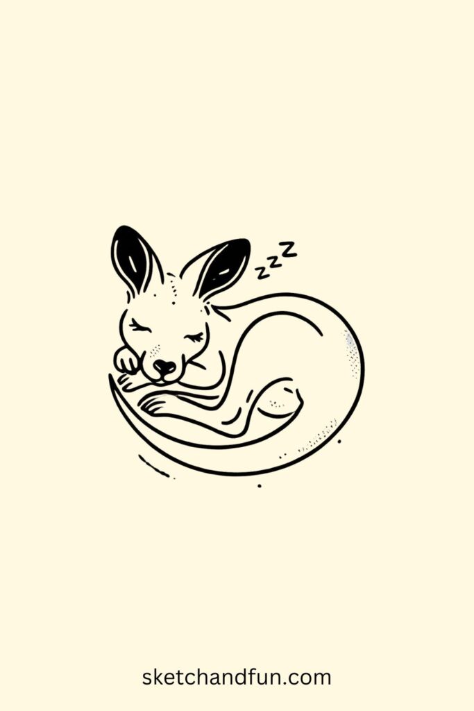 Kangaroo Drawing With Colour, Sleeping Kangaroo Drawing Easy