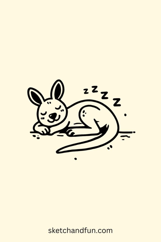 Kangaroo Drawing Easy, Sleeping Kangaroo Drawing