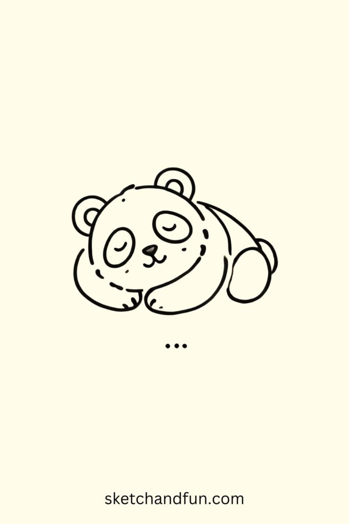 Easy Cute Panda Drawing, Sleeping Panda Drawing