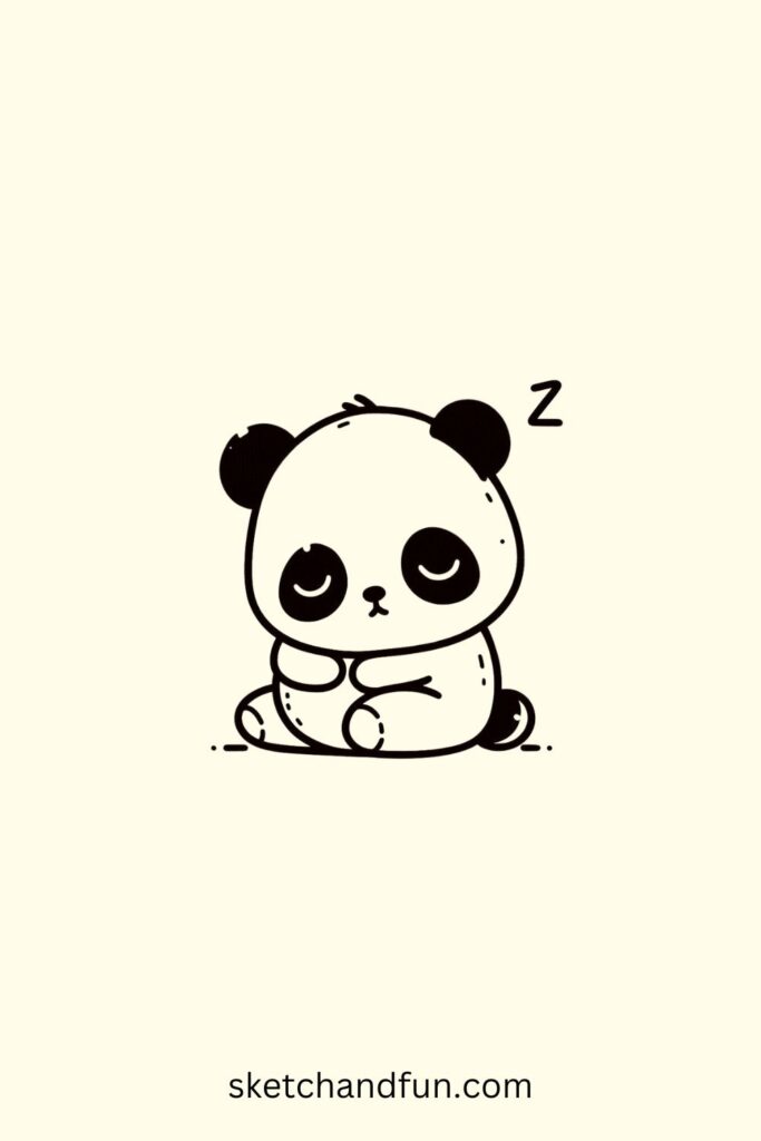 Cute Sleeping Panda Drawing