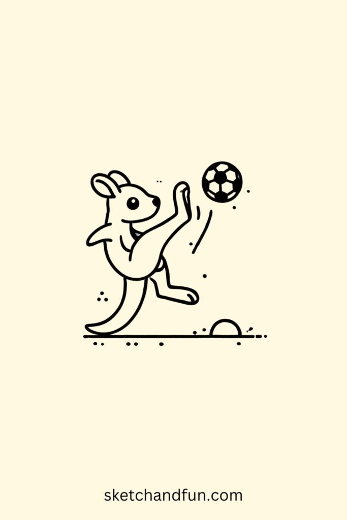 Kangaroo Playing Soccer  Drawing Easy