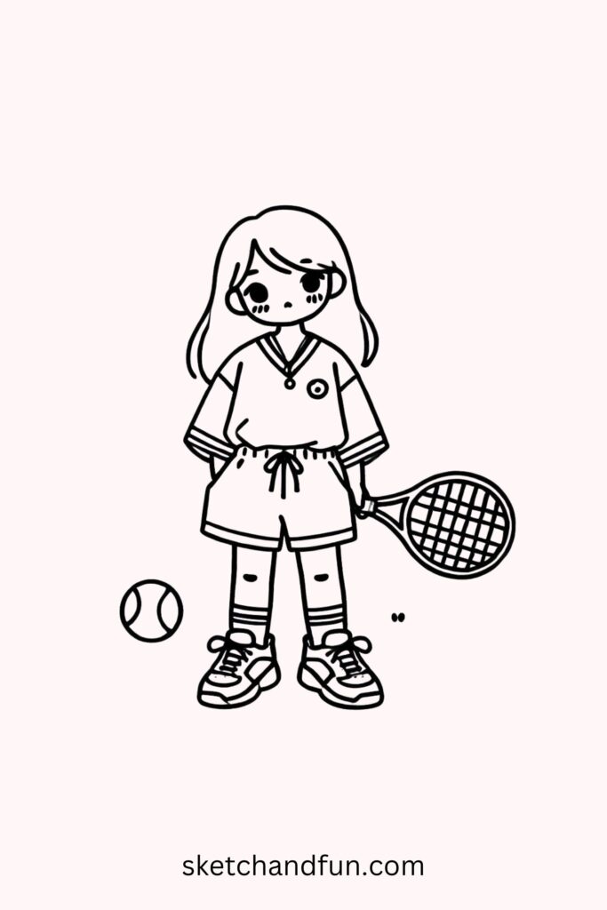 Cute Anime Drawings Girl, Sporty Anime Girl Drawing