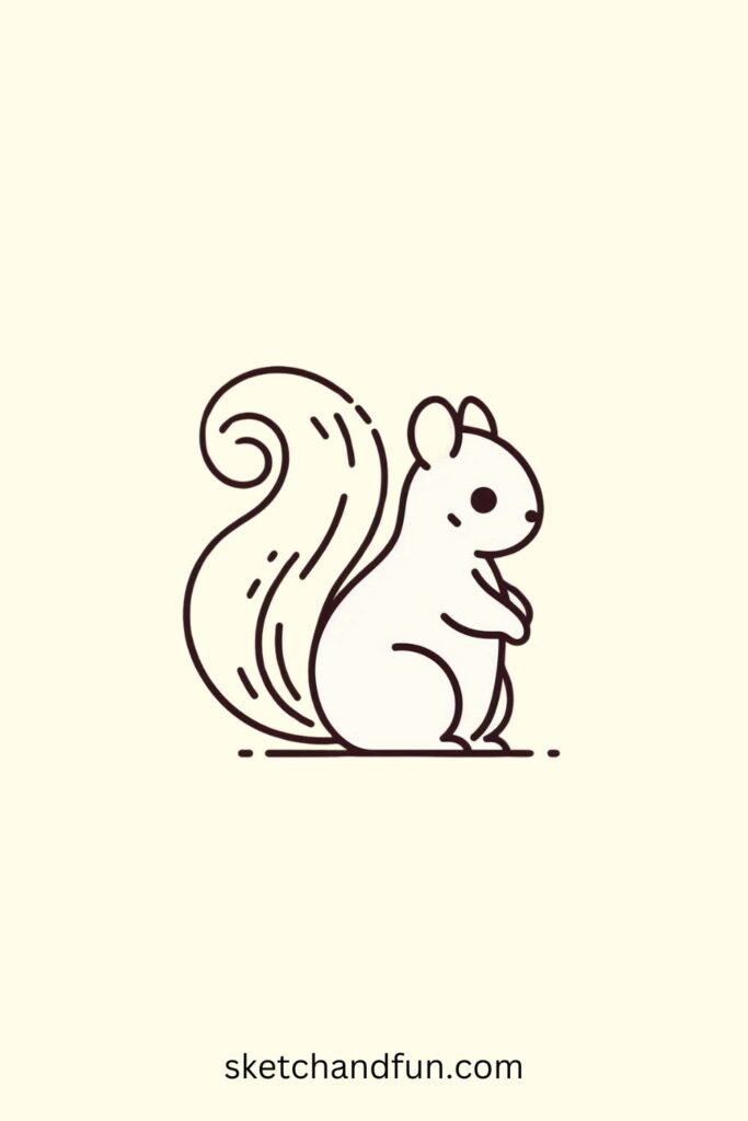 Cute Animals Drawings Easy, Squirrel Drawing