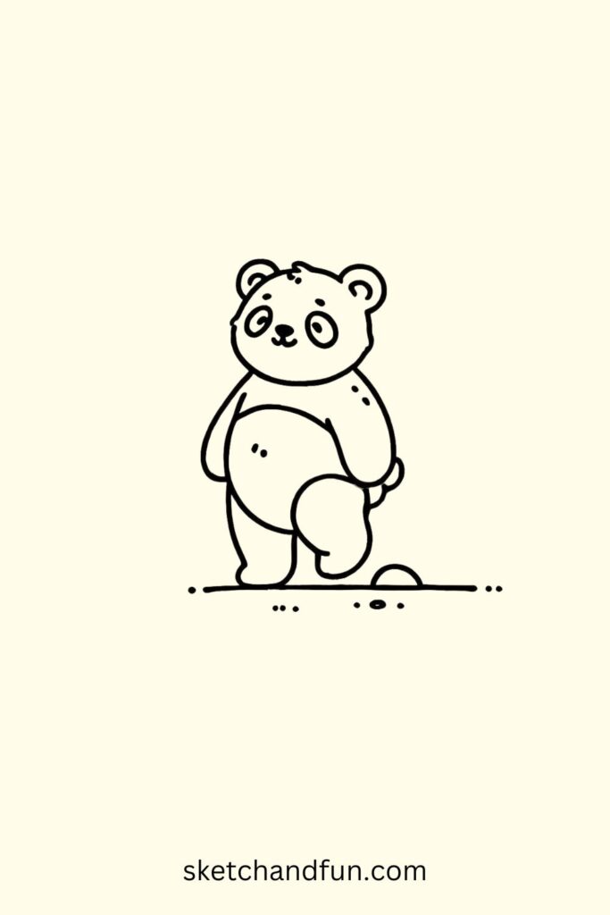 Simple Panda Drawing, Standing Panda Drawing