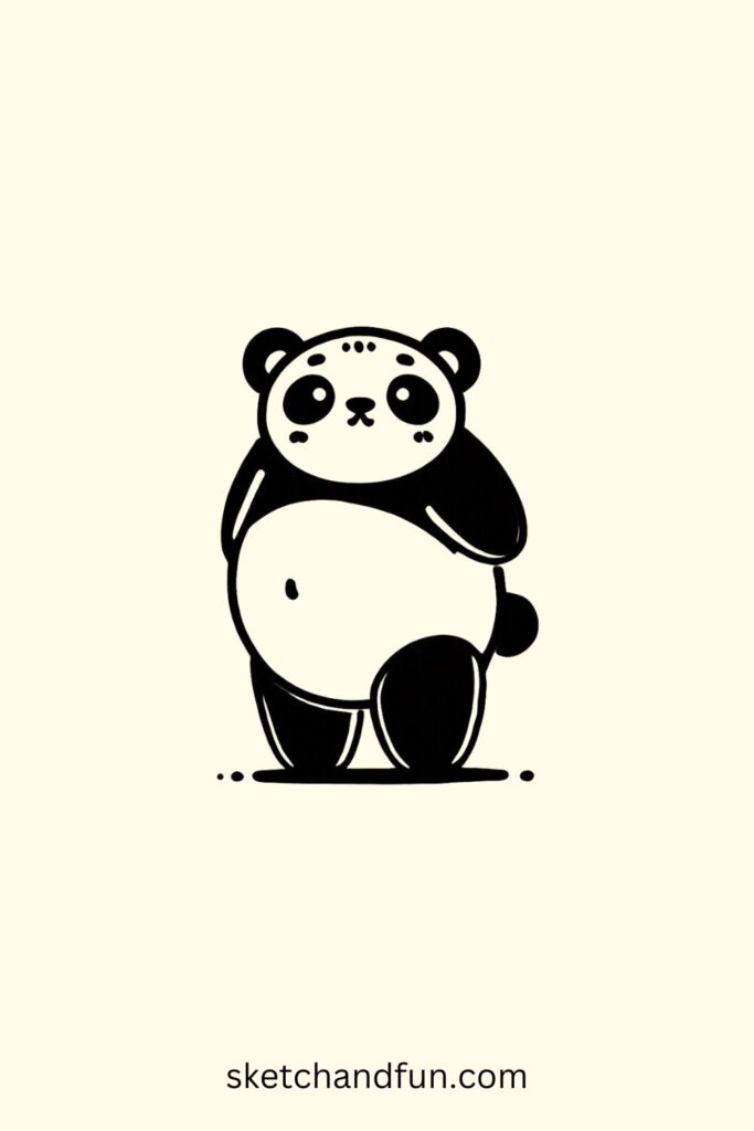 Simple Panda Drawing, Standing Panda Drawing