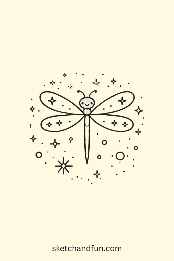 Starry Wings Dragonfly Drawing