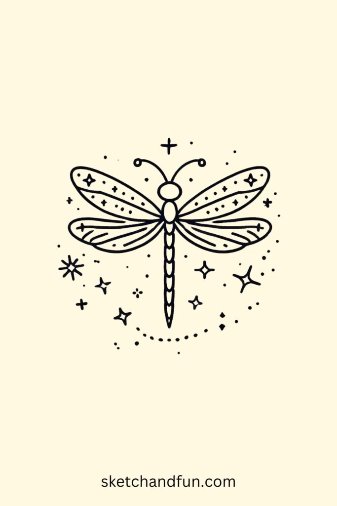 Starry Wings Dragonfly Drawing
