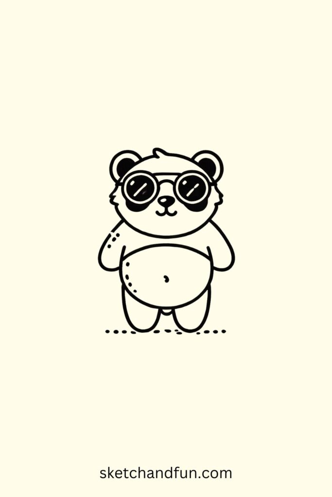 Cool Panda Drawing, Panda with Sunglasses Drawing