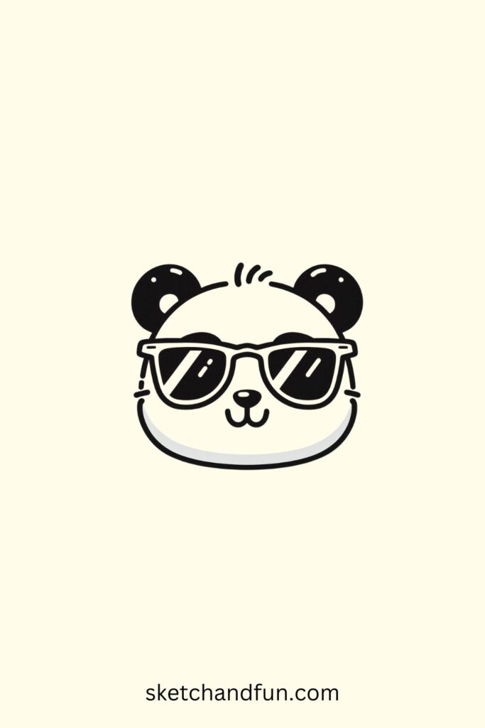 Cool Panda Drawing, Panda with Sunglasses Drawing