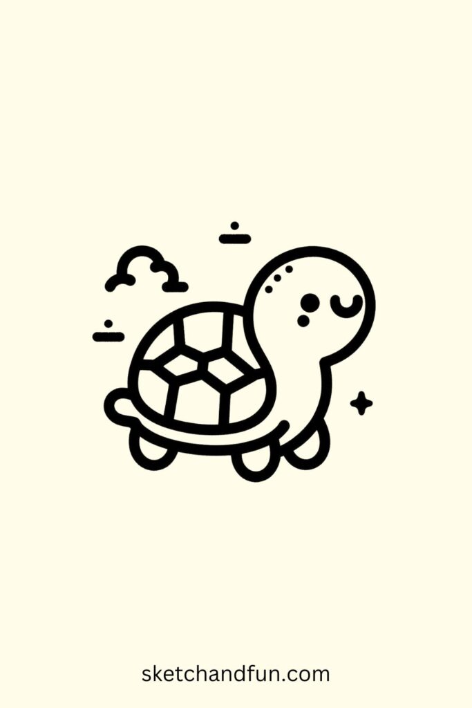 Cute Easy Animal To Draw, Turtle Drawing