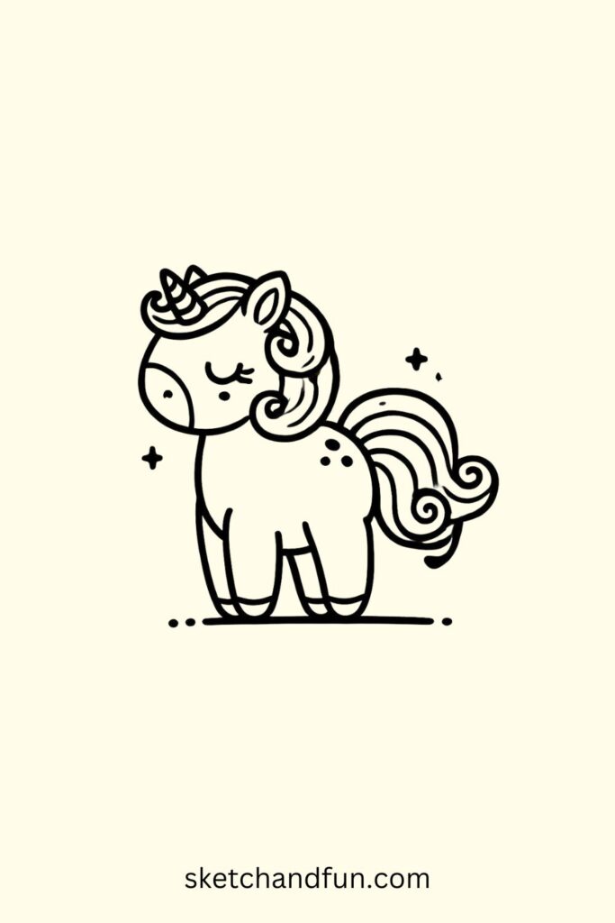 Cute Easy Animals To Draw, Unicorn Drawing