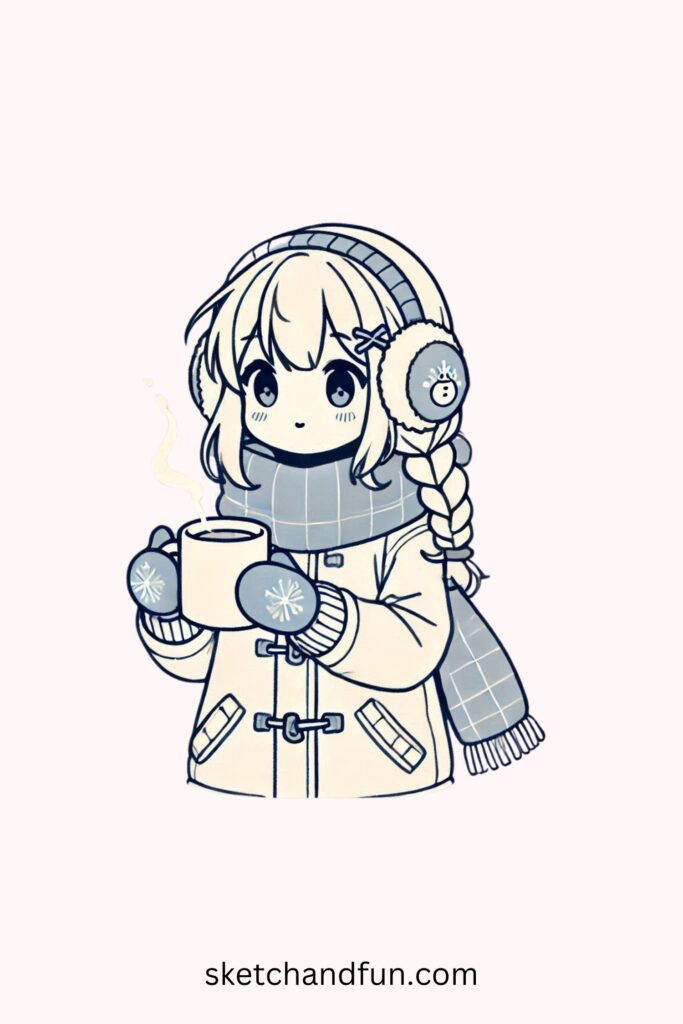 Anime Girl Drawing Easy, Winter Outfit Anime Girl Drawing