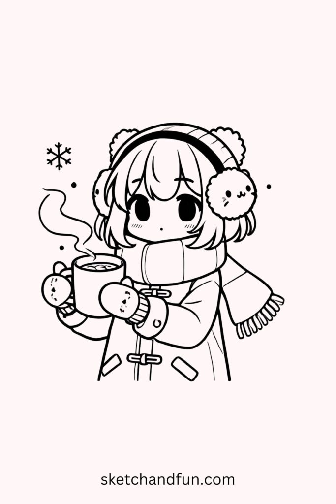 Anime Girl Drawing Easy, Winter Outfit Anime Girl Drawing