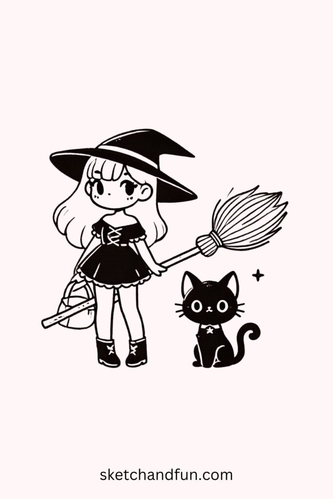 Anime Drawings Girl, Witch Anime Girl Drawing