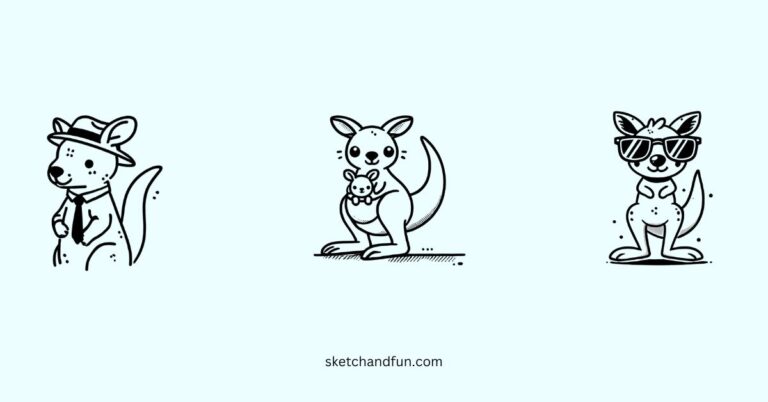 easy cute Kangaroo drawing ideas